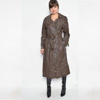 Vintage 70S Brown Leather Trench Coat - Size Medium | Etsy (US)