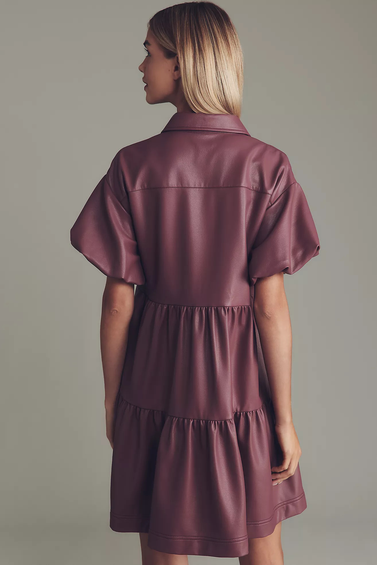 The Bettina Faux-Leather Mini Shirt Dress by Maeve | Anthropologie (US)