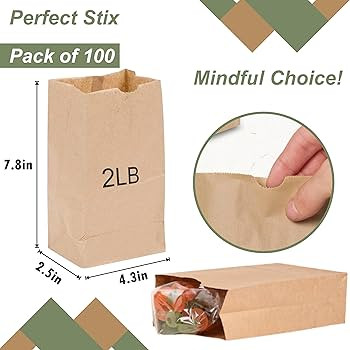 Perfect Stix - Brown Bag 2-100 count, 2lb Brown Paper Bags - Brown Bags - 100 count (Pack of 1) | Amazon (US)