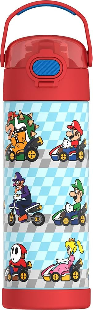 THERMOS FUNTAINER 16 Ounce Stainless Steel Vacuum Insulated Bottle with Wide Spout Lid, Mario | Amazon (US)