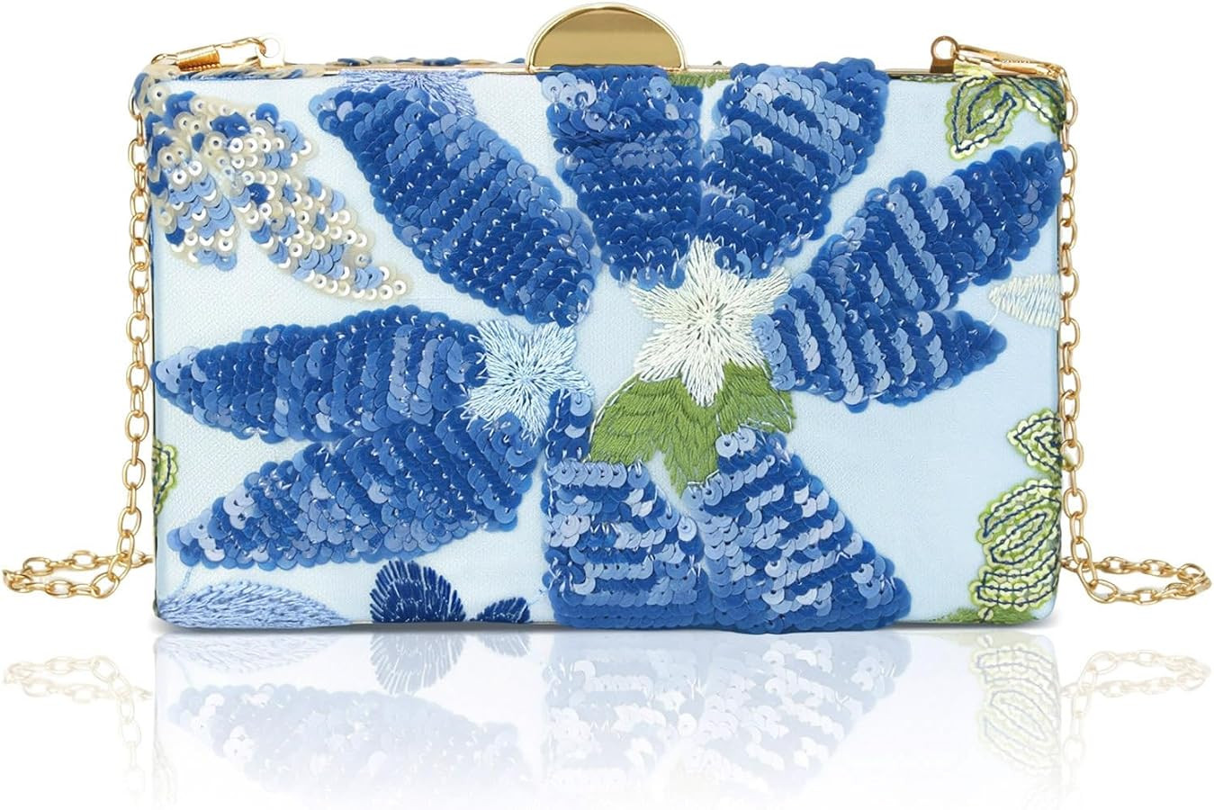 Embroidered Sequin Clutch Purse for Women Elegant Floral Beaded Evening Bag Vintage Style Sparkly... | Amazon (US)
