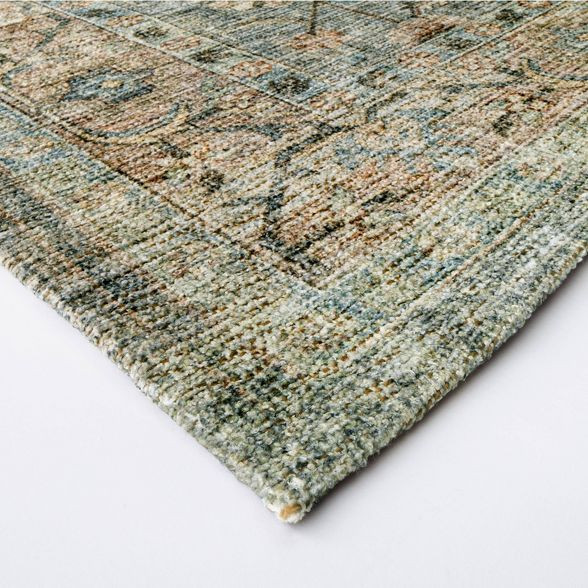 Ledges Digital Floral Print Distressed Persian Rug Green - Threshold™ designed by Studio McGee | Target