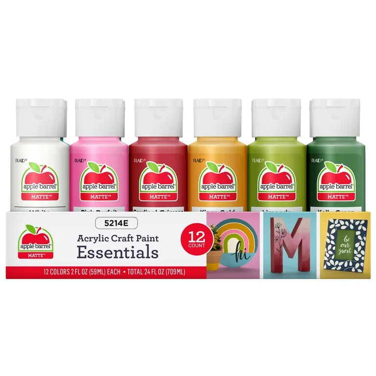 Apple Barrel Acrylic Craft Paint, Matte Finish, Essentials, 2 fl oz, 12 Pc | Walmart (US)