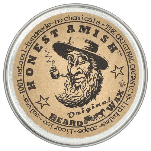 Honest Amish Original Beard Wax, 2 oz tin of medium hold beard and mustache wax