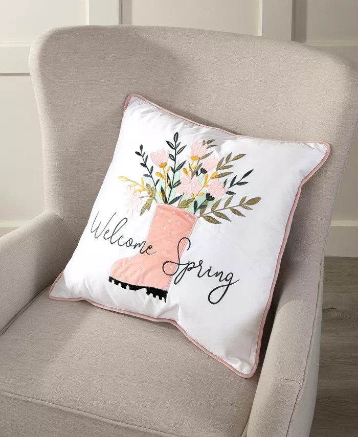 Welcome Spring Decorative Pillow, 18" x 18" | Macys (US)
