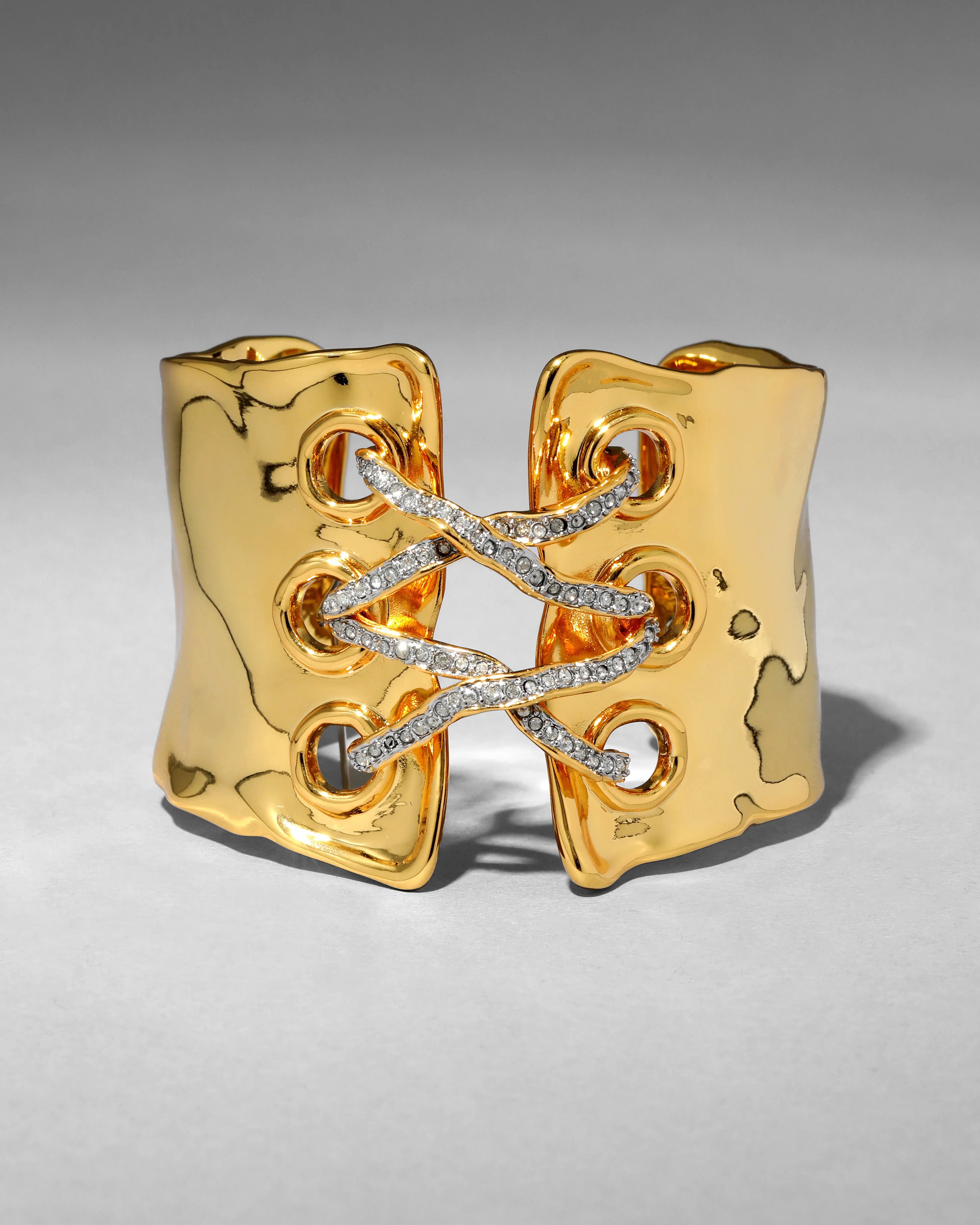 Alexis Bittar Solanales Crystal Lace Up Cuff Bracelet in Gold | Statement Jewelry from Alexis Bittar | Alexis Bittar