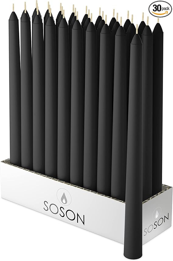 Simply Soson 10 Inch x 3/4" Black Taper Candles | Black Candlesticks | Black Candle Sticks Long |... | Amazon (US)