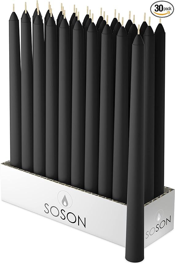 Simply Soson 10 Inch x 3/4" Black Taper Candles | Black Candlesticks | Black Candle Sticks Long |... | Amazon (US)