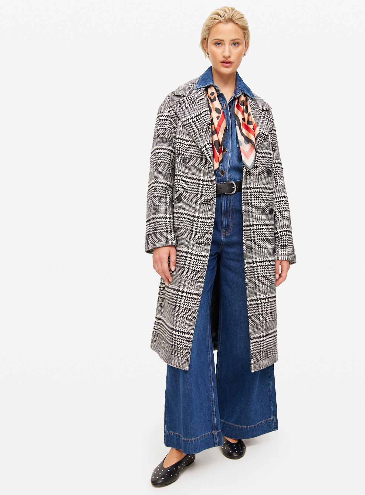 Mono Check Oversized Tailored Coat L | argos.co.uk