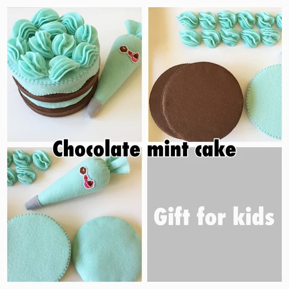 Etsy Pretend felt food - Play food , How to make a chocolate mint cake set | Etsy (US)