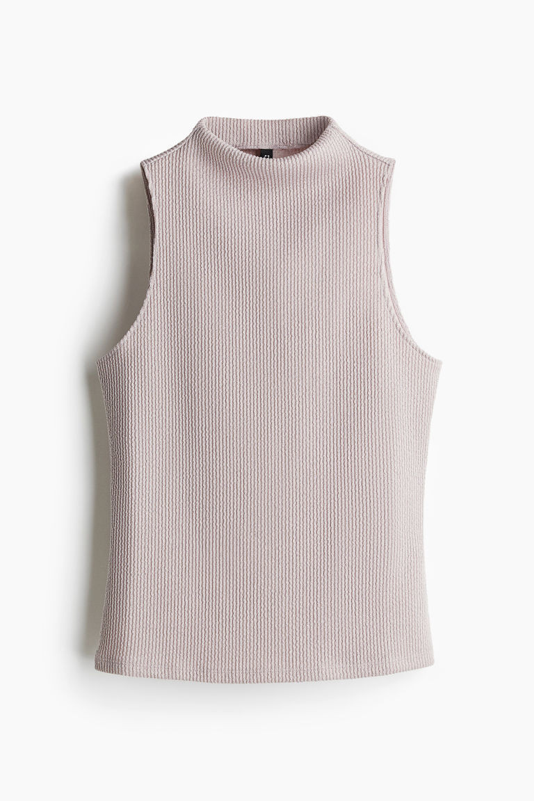 H & M - Glittery Mock Turtleneck Sleeveless Top - Pink | H&M (US + CA)