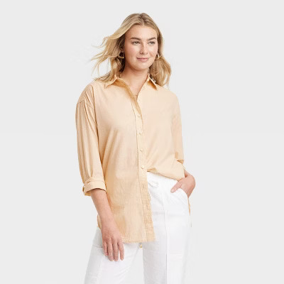 Women's Tunic Long Sleeve Collared Button-Down Shirt - Universal Thread™ | Target