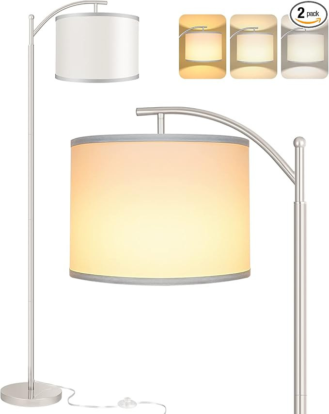 Rottogoon Floor Lamp for Living Room, LED Standing Lamp with 2 Lamp Shades for Bedroom, 9W LED Bu... | Amazon (US)