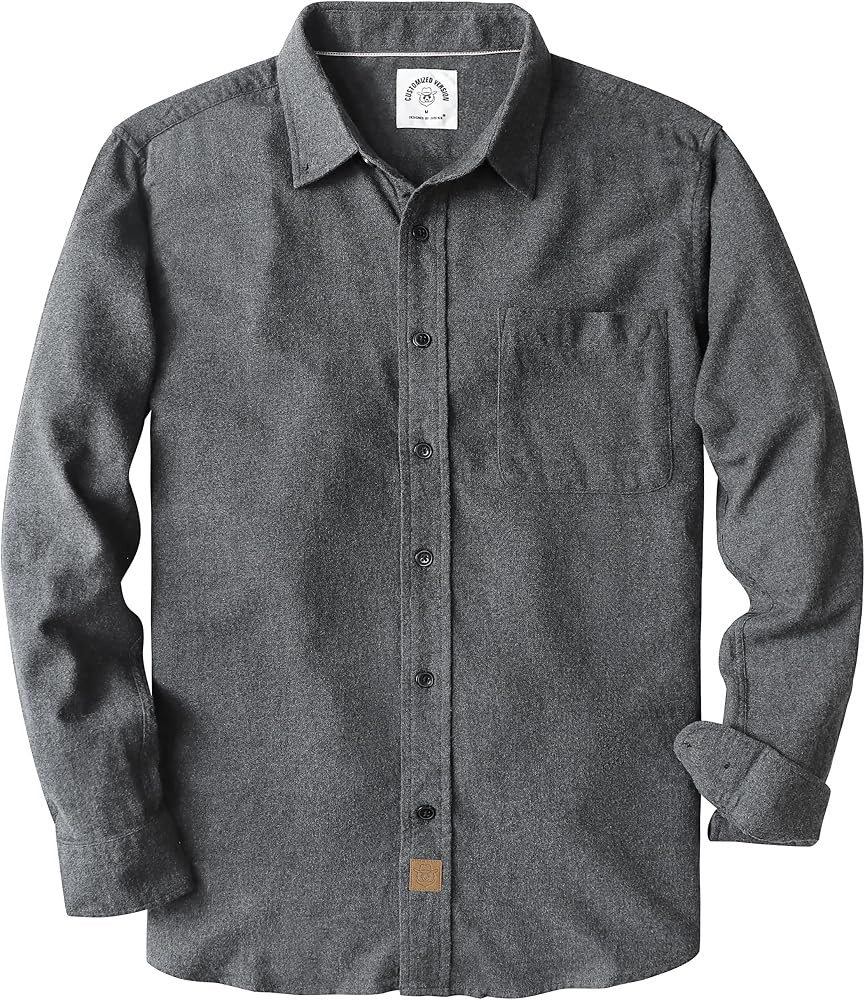 Dubinik® 6 oz Flannel Shirt for Men Plaid Mens Button Down Long Sleeve Shirts Cotton Casual | Amazon (US)