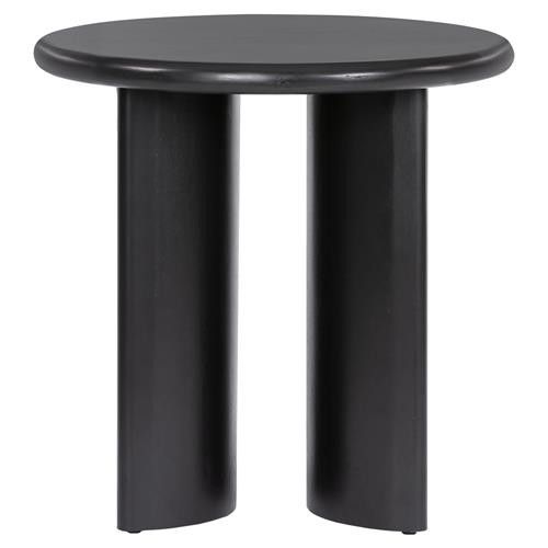 Paris Rustic Lodge Black Acacia Wood Crescent Base Round Side End Table | Kathy Kuo Home