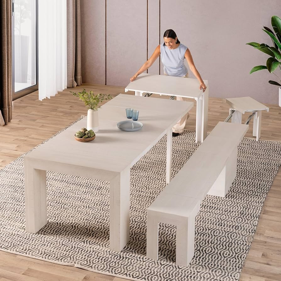 Transformer Table Expandable Dining Table for 2 to 12, Solid Wood Extendable Kitchen Table, Space... | Amazon (US)