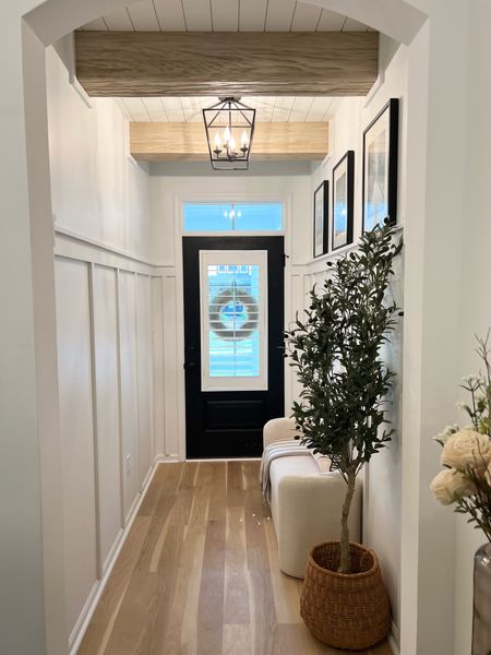 A weekend DIY project made all the difference in my entryway. I absolutely love it. 

We added real wood shiplap to the ceiling. I then painted it Extra White by SW. 

Of course however the crown jewel is my faux wood beams by Barron Designs. Love them! 

#LTKhome #LTKstyletip
