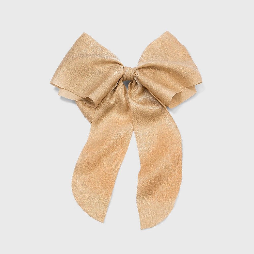 Satin Bow with Tail Barrette - A New Day Tan | Target