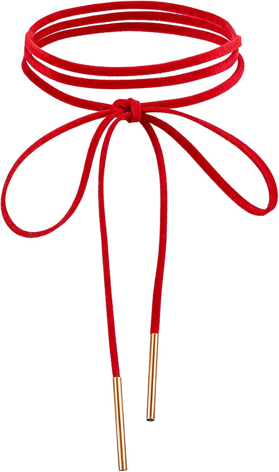 Red Choker Necklace for Women, Gothic Bow Velvet Choker, Sexy Long Wrap Rope Collar Tie Neck Chain with Gold Tube, Red Bow Tie Necklace Neck Accessories for Party Prom | Amazon (US)