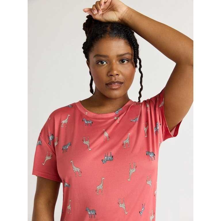 Joyspun Women's Short Sleeve T-Shirt and Jogger Pants Sleep Set, 2-Piece, Sizes S to 3X | Walmart (US)