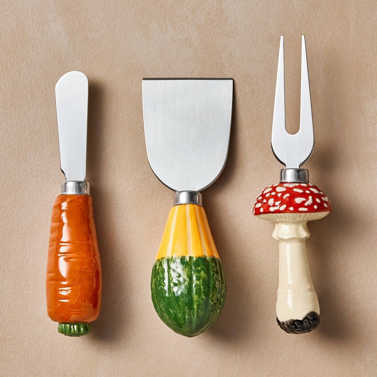 3pc Fall Vegetable Stoneware Cheese Knife Set - John Derian for Target | Target