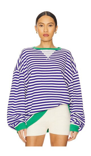 Free People Classic Striped Crew in Royal. - size L | Revolve Clothing (Global)