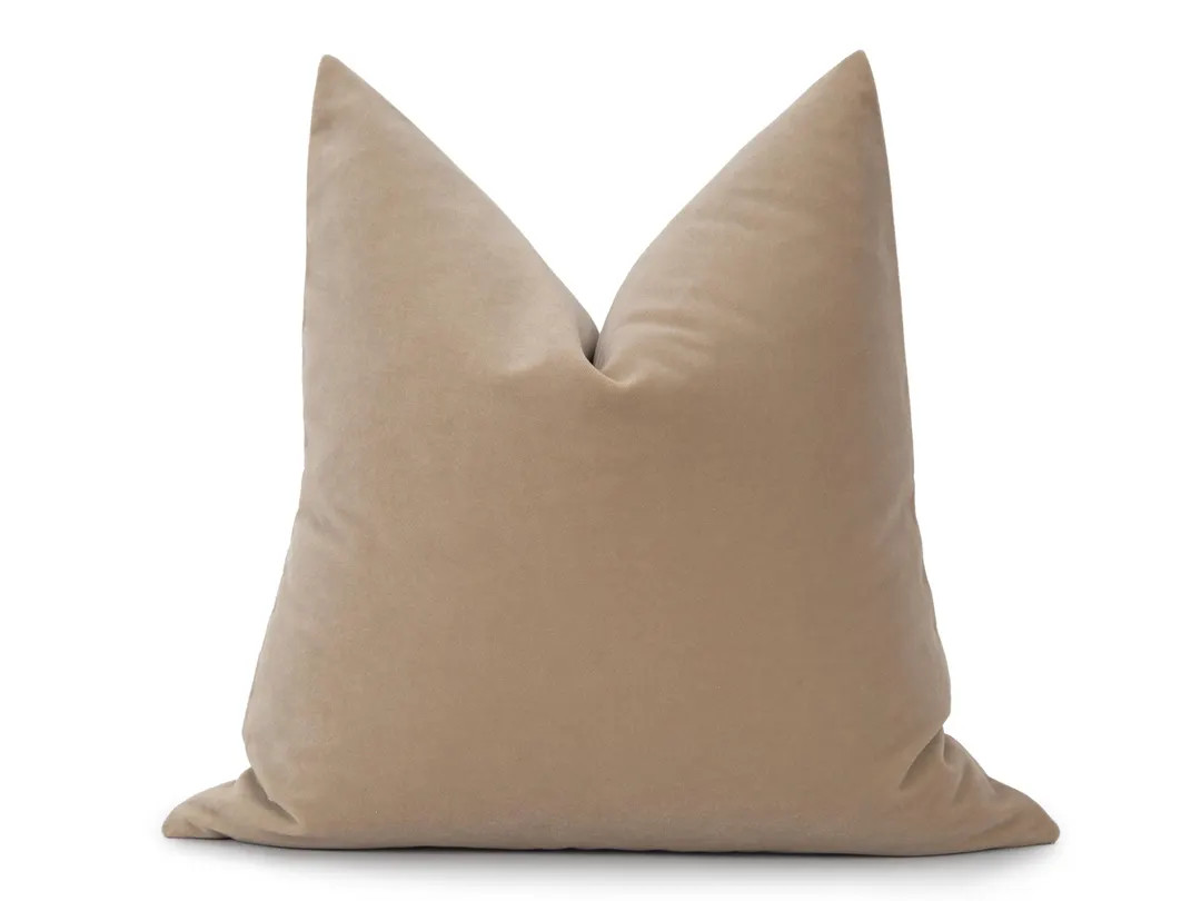 Tan Velvet Pillow Cover: Soft Beige Throw Pillow, Euro Sham, Cushion Sizes | Etsy (US)