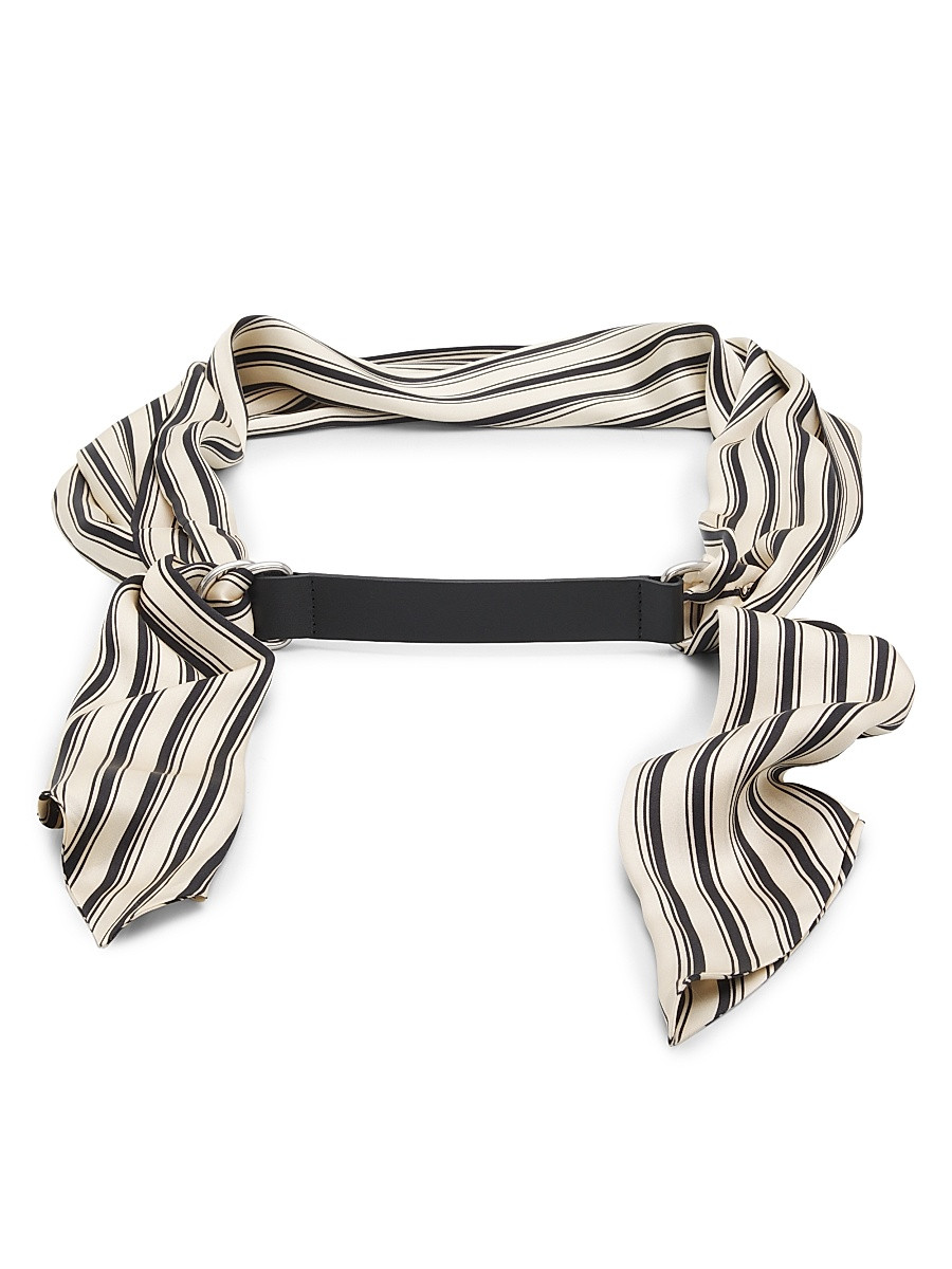 Women's Michele Striped Silk Scarf Belt - Black Stripe - Size XS | Saks Fifth Avenue