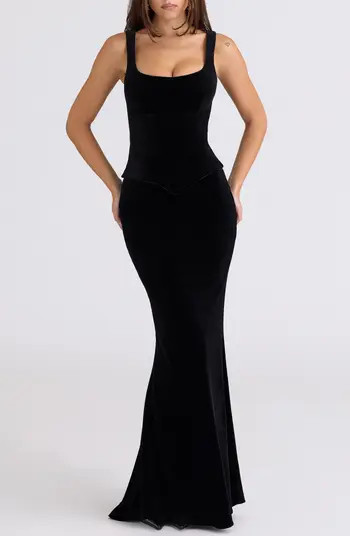 Yasmina Stretch Velvet Corset Gown | Nordstrom