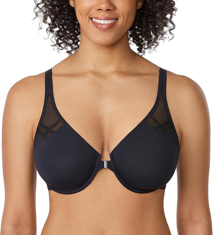 DELIMIRA Women's Racerback Front Closure Plus Size Seamless Comfort Underwire Bra | Amazon (US)