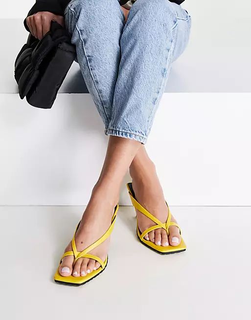 Topshop Nifty mid mule sandal in yellow | ASOS (Global)