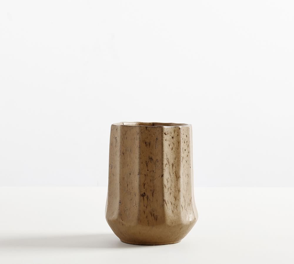 Rustic Brown Vase, Short, Fluted, Brown | Pottery Barn (US)