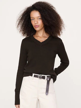 Larkspur Cotton-Silk V-Neck Sweater | Banana Republic (US)
