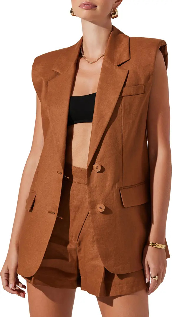 Kyrie Extended Shoulder Linen Vest | Nordstrom