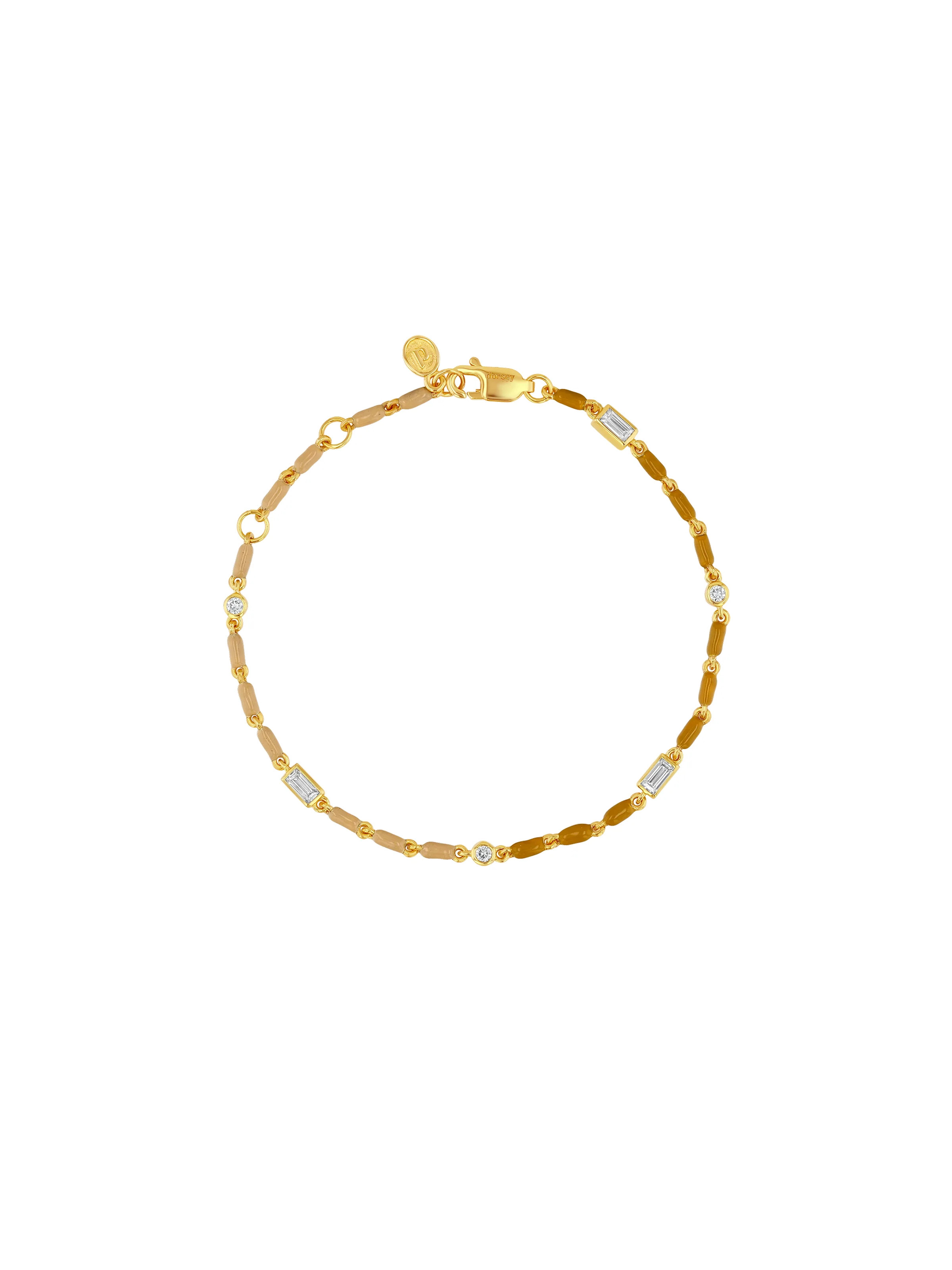 ENAMEL MOISSANITE BRACELET IN NATUREL, 18K GOLD VERMEIL | Dorsey