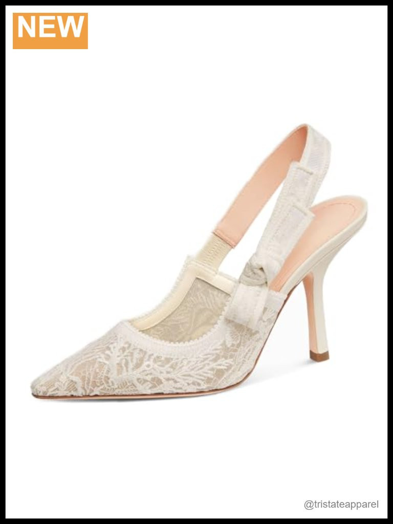 Pointed Toe Slingback Stiletto Heels Lace Mesh Bow 4 Inch High | Poshmark