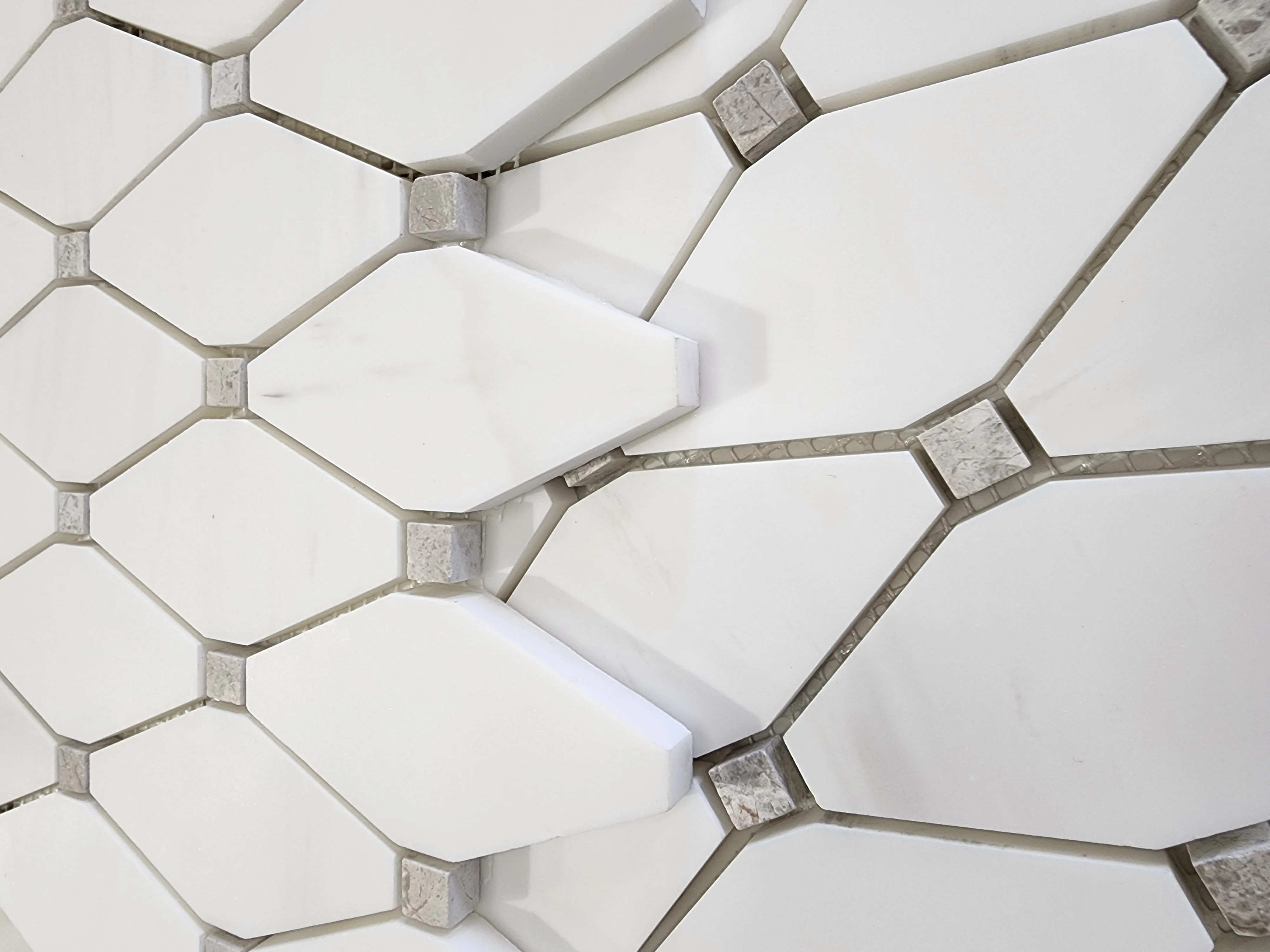 SB Tile and Stone Bianco Dolomite Diamond Clipped Glossy Mosaic Tile Box (3.5 sqft) | Walmart (US)