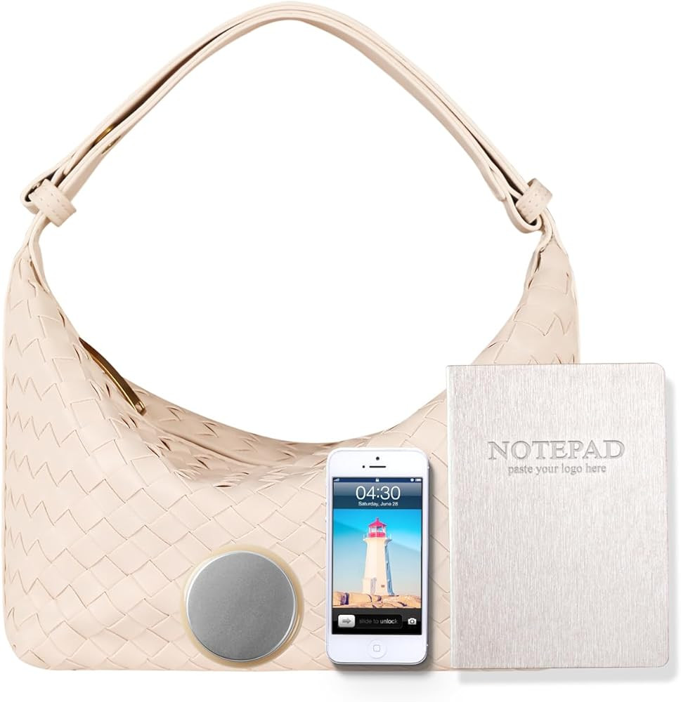 Vegan Leather Woven Tote Handbag, Top-handle Shoulder Bag, Woven Leather Pure Underarm Purse, Clu... | Amazon (US)