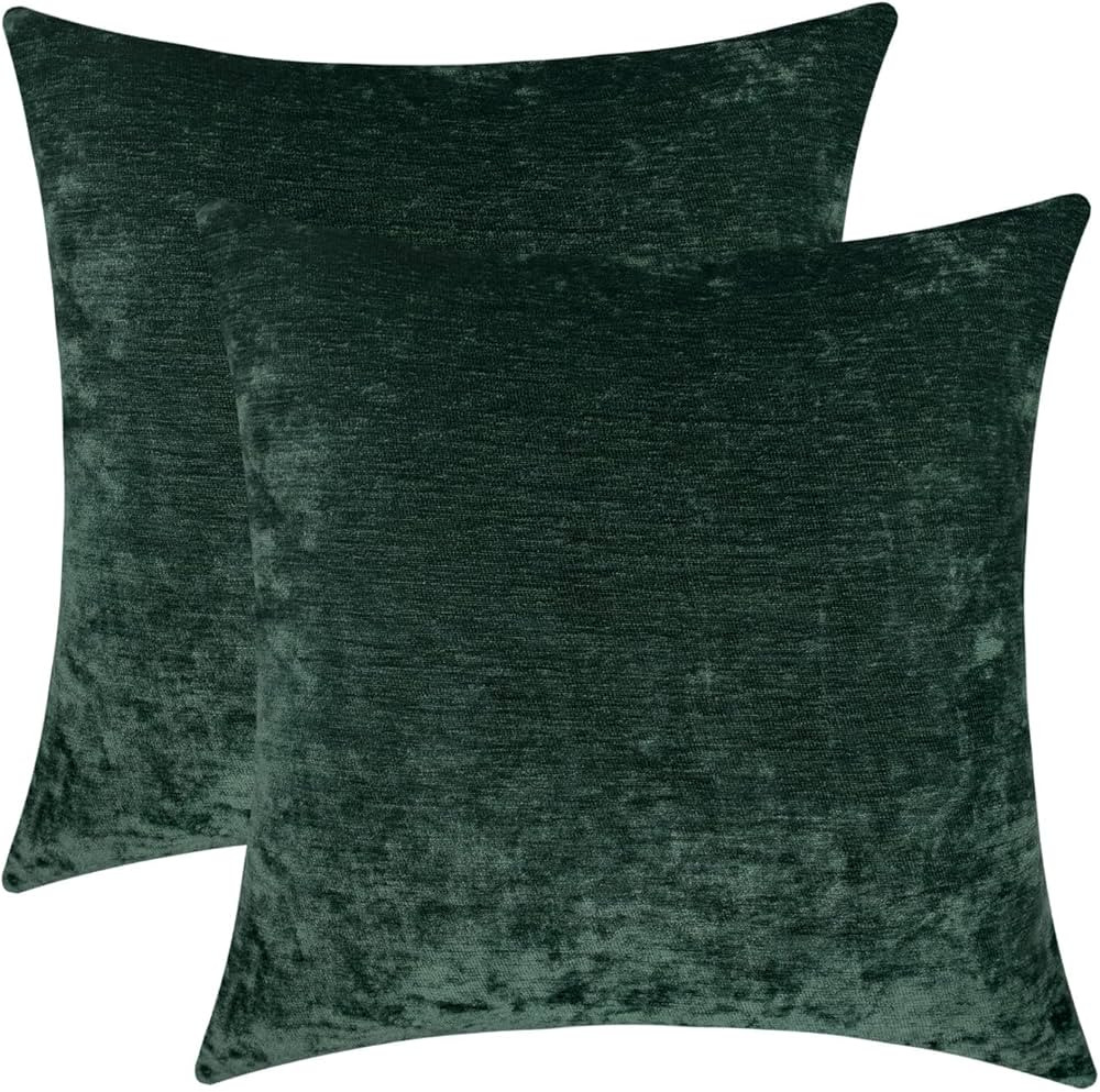 Jeneoo Decorative Hunter Green Christmas Throw Pillow Covers Rustic Farmhouse Super Soft Square C... | Amazon (US)