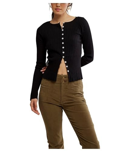 Free People Womens Tilly Long Sleeve Cardi Black XL (Women's 14) One Size | Amazon (US)