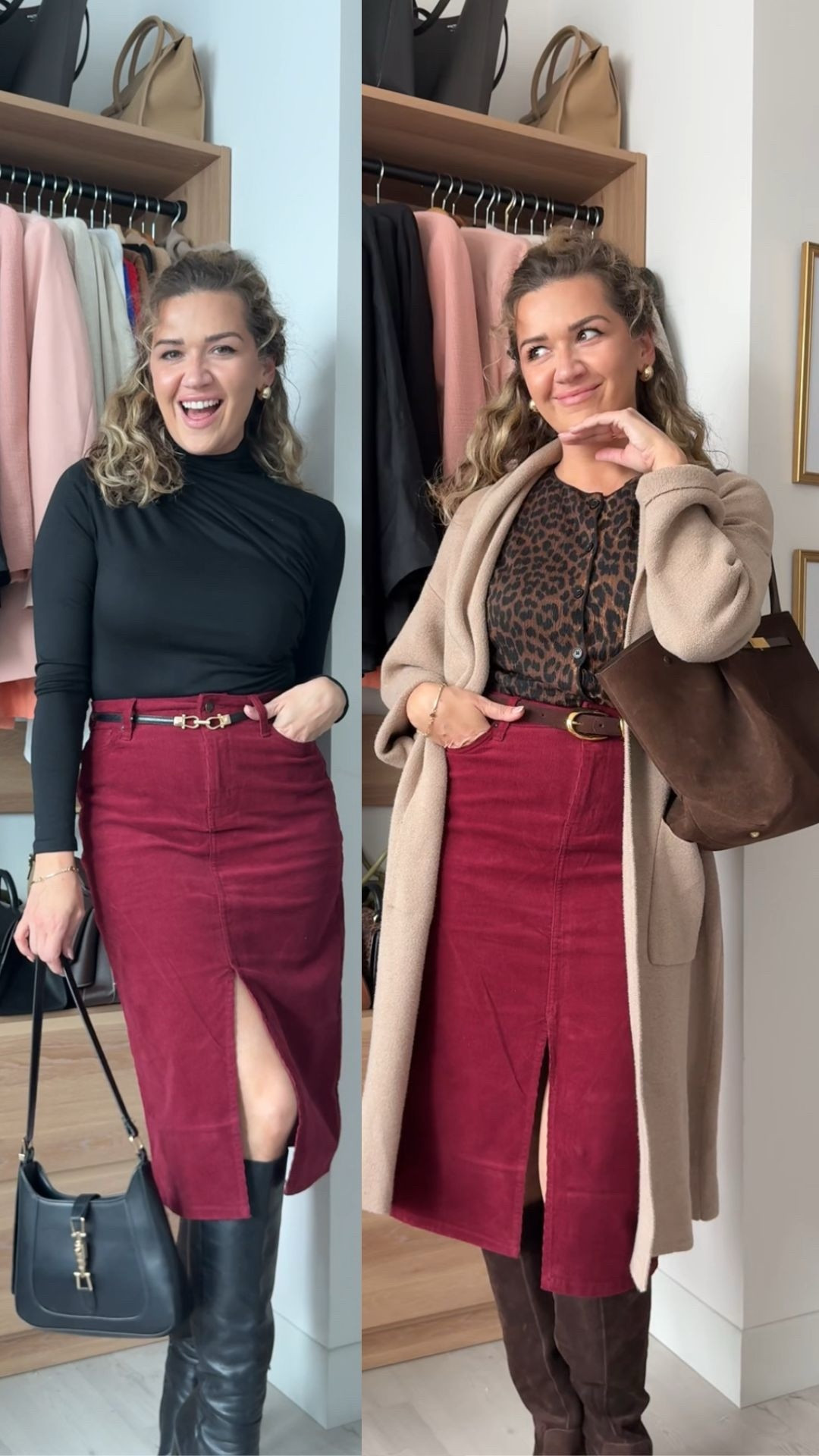 I wasn’t kidding when I said I was gonna get the skirt and burgundy too. I love corduroy for the fall in winter and now having this in two colors is going to allow me to create so many looks! ✨👏🏻

I did two different looks here to show you the versatility. The first one I feel like is more casual a little bit laid-back in the second is a little more dressy and can definitely be worn outside of the office as well 🖤🐆

Skirt | size down as it runs a bit big and is super stretchy! 


Cardigan is from mango and seems to be sold out so I’ve linked some similar options for you  🤍

The top is super old H&M, so I linked similar here as well. If you don’t like leopard print, you could literally do brown, black, beige here as well 🫶🏻

My black boots are about 5 years old Sam Edelman so I found a similar pair! The comfiest shoes 👏🏻


#LTKWorkwear #LTKStyleTip #LTKSeasonal