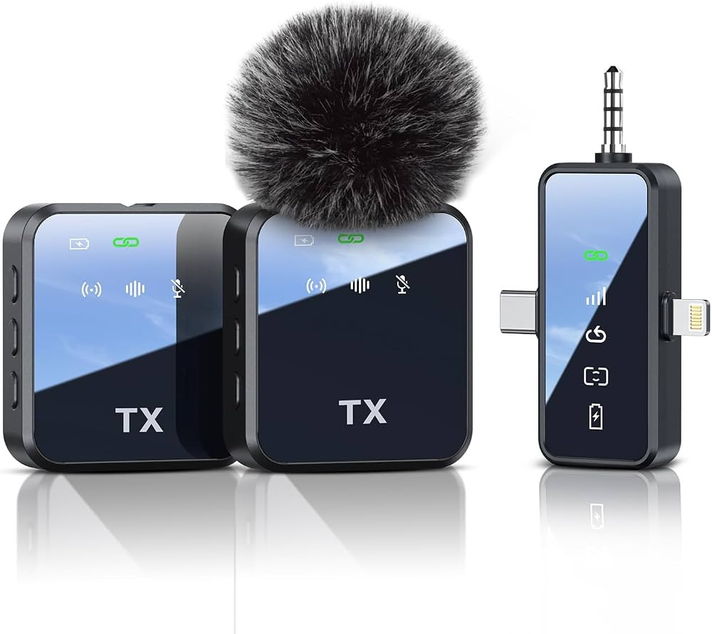 PQRQP 3 in 1 Microphone for iPhone/Android/Camera, Wireless Lavalier Microphone, 328ft Transmissi... | Amazon (US)