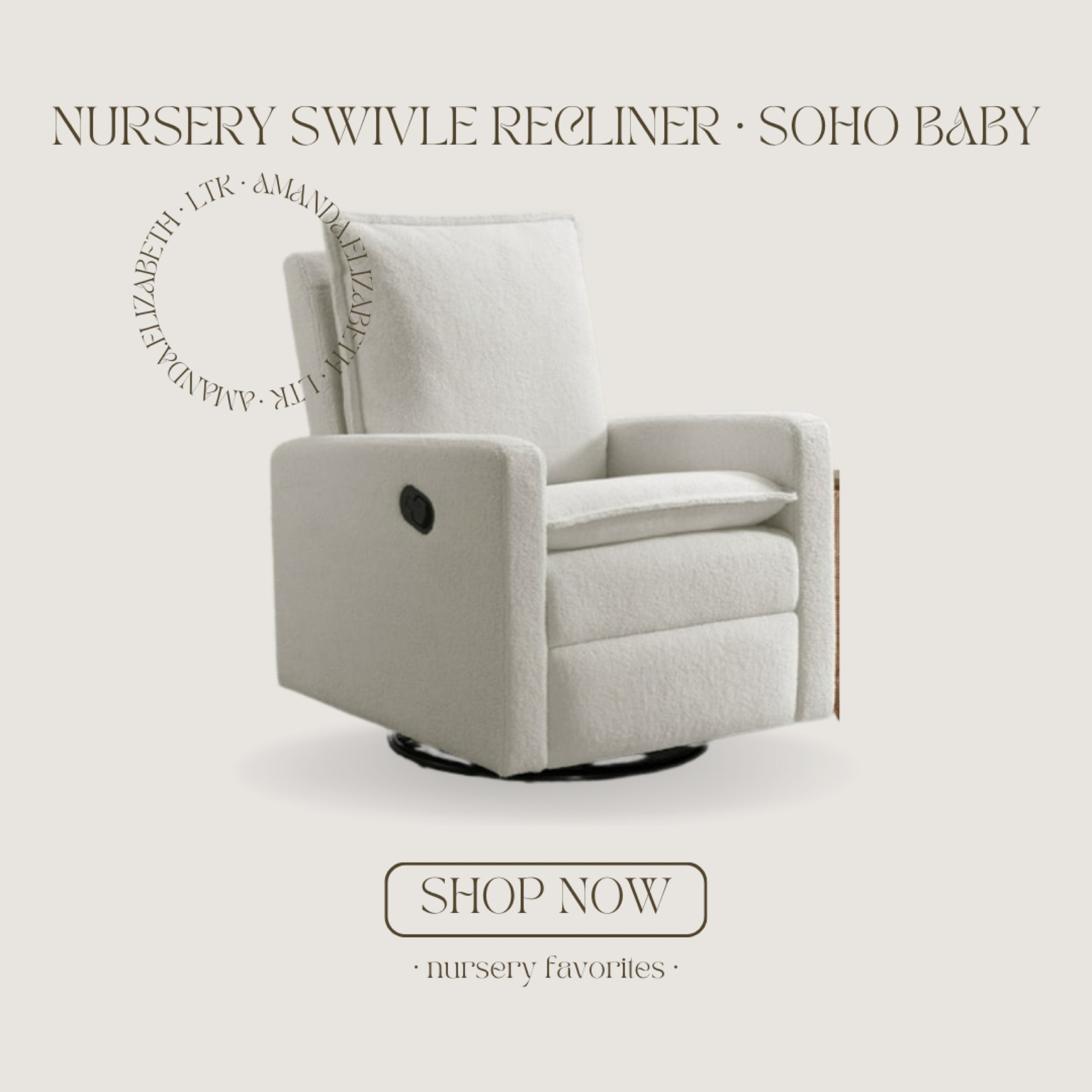 $150 OFF NOW!! the most perfect white boucle nursery chair by soho baby 🤍 
- 360 degree swivel 
- rocking 
- recliner 
- soft & comfortable 


#LTKBaby #LTKHome #LTKSaleAlert