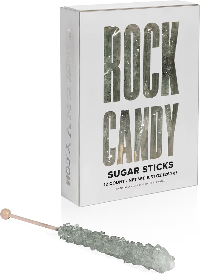 Silver Rock Candy Sugar Sticks - Original Sugar Flavored - 12 Individually Wrapped Silver Candy | Amazon (US)