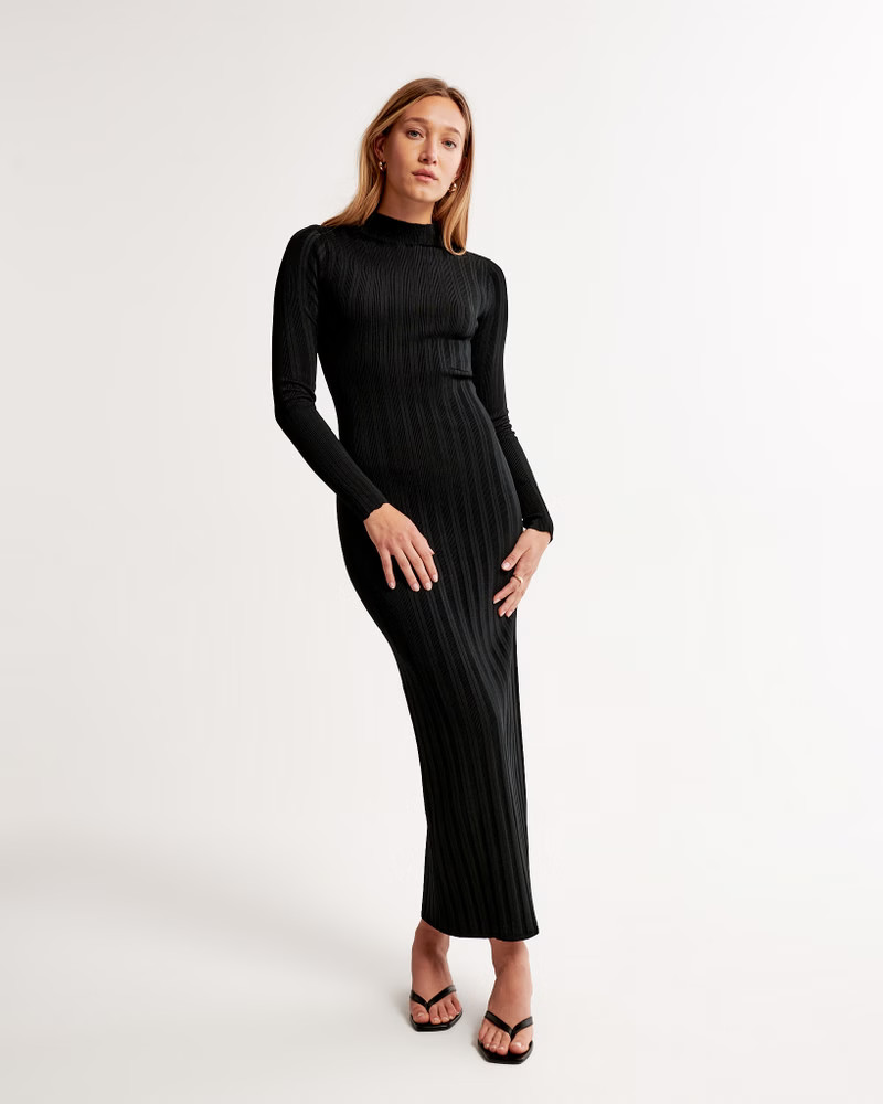 Long-Sleeve Glossy Maxi Sweater Dress | Abercrombie & Fitch (US)