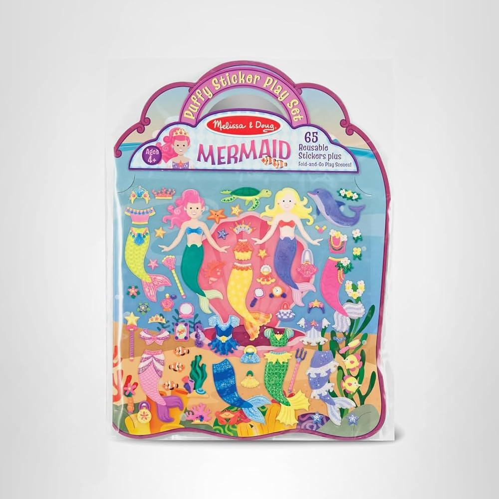 Melissa & Doug Puffy Sticker Play Set – Mermaids, 65 Reusable Stickers with 2 Fold-Out Scenes, ... | Amazon (US)