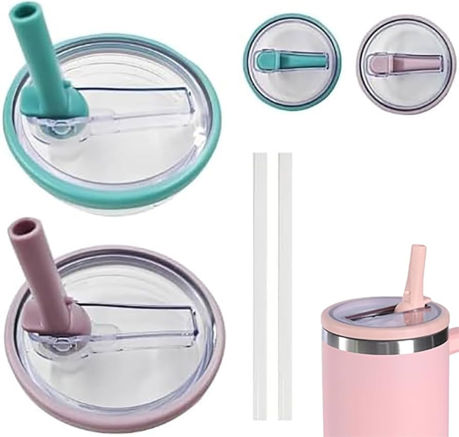2 PCS 40 oz Replaceble Tumbler Flip Straw Lid for Stanley Quencher, Flip Spill Stopper Lids, Dust... | Amazon (US)