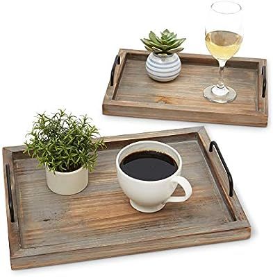 Decorative Ottoman Serving Tray - Kitchen/Coffee Table/Home Decor/Breakfast Trays - Wooden Server... | Amazon (US)