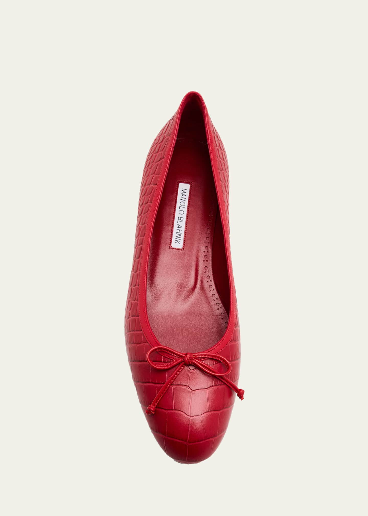 Manolo Blahnik Verallim Croc-Embossed Leather Ballerina Flats | Bergdorf Goodman
