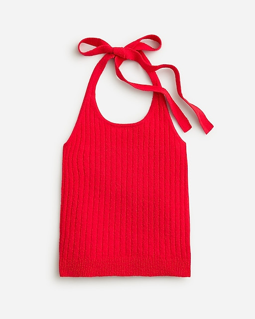 Fine bouclé halter-neck top | J. Crew US